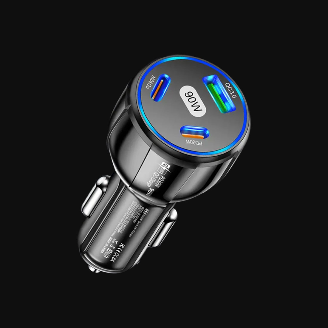 3-Port Car Charger USB + PD 90W